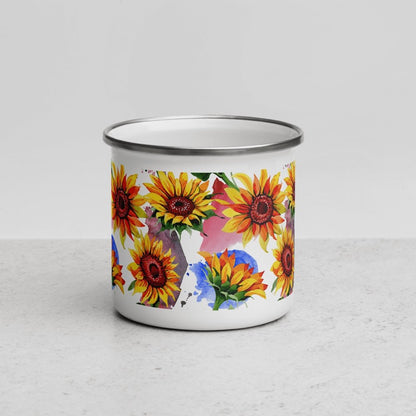 You're My Sunflower Silver Rim White Enamel Mug - Lorri Melas