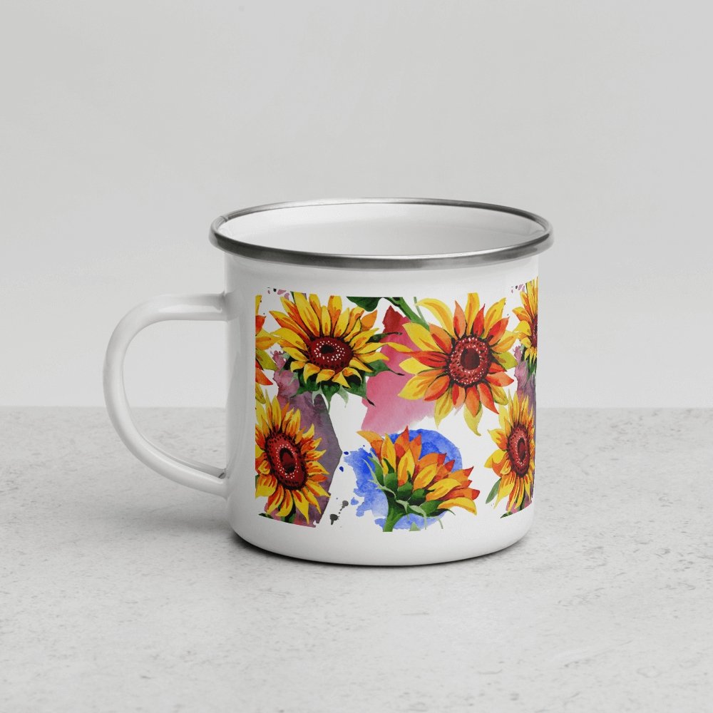 You're My Sunflower Silver Rim White Enamel Mug - Lorri Melas