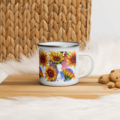 You're My Sunflower Silver Rim White Enamel Mug - Lorri Melas