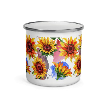 You're My Sunflower Silver Rim White Enamel Mug - Lorri Melas