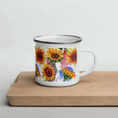 You're My Sunflower Silver Rim White Enamel Mug - Lorri Melas